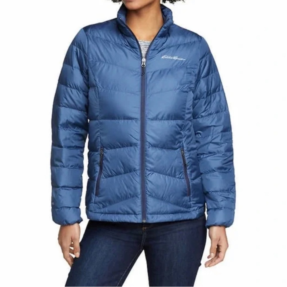 Eddie Bauer womens GOOSE DOWN blue jacket puffer